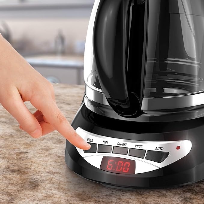 BLACK+DECKER DCM100B 12-Cup Programmable Coffeemaker with Glass Carafe, Black, One Size