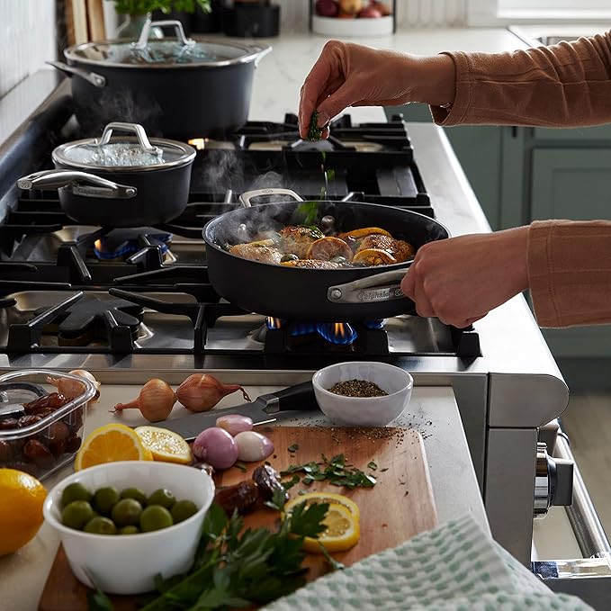 Calphalon Premier Space-Saving Nonstick Cookware Set, 13-inch, Stackable, Hard-Anodized Aluminum