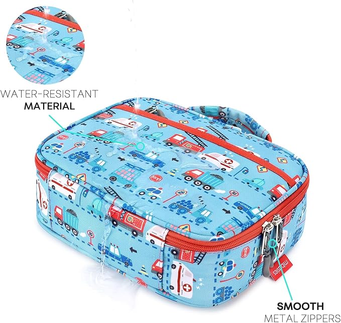 mibasies Kids Lunch Box for Boys Toddler, Insulated and Reusable Lunch Bag for School, Car