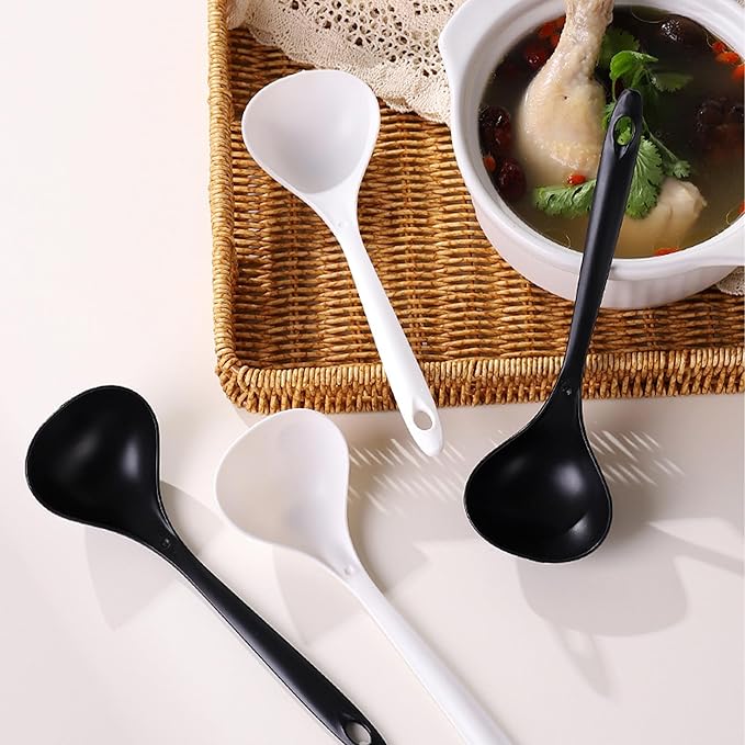 Large Plastic Serving Spoons,Disposable Heavy Duty Serving Spoons,Long Handle Scoop Soup Rice Ladle for Party Catering Buffet Restaurant,20 Pieces,White