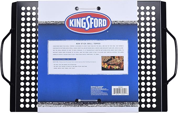 Kingsford Heavy Duty Non-Stick Grill Topper, Non-Stick, Rust Resistant Pan with Handles, Easy to Use BBQ, Grill-Accessories (Pack of 6)
