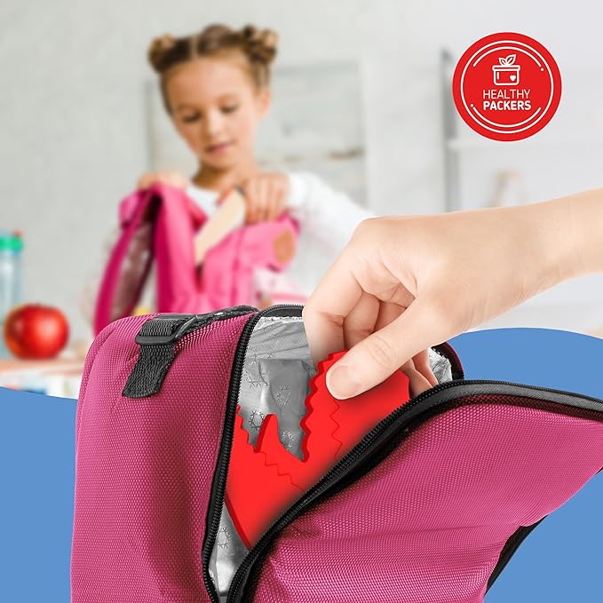 Healthy Packers® Slim Reusable Ice Packs for Lunch Boxes Kids and Adults | Long‑Lasting Thin Freezer Packs for Coolers, Bento Boxes, Lunch Bags, Travel, School Meals, and Meal Prep (3-Pack | Dinosaur)
