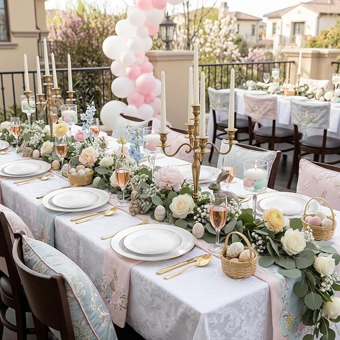 KIRE 100PCS Disposable Plates - White with Gold Rim for Easter/Wedding/Spring Party- Includes 50Pieces 10.25inch Dinner and 50Pieces 7.5inch Dessert/Salad Plates