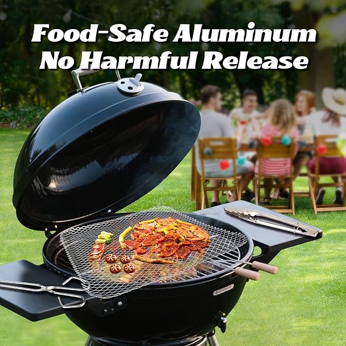 Disposable Grill Topper,16x12 Inch Grill Mesh Mat Disposable Pans,Non-Stick BBQ Aluminum Mats for Outdoor Grills, Easy to Clean (20)