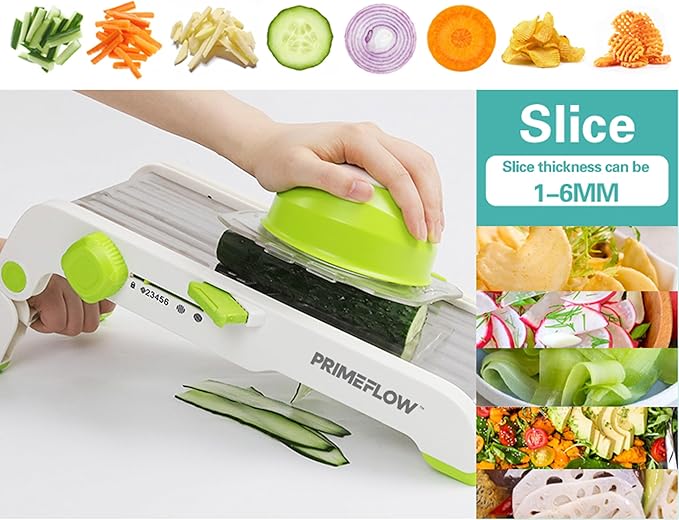 Mandoline Slicer – Adjustable Stainless Steel Vegetable Cutter with Safety Guard, Multiple Blades, Julienne & Thickness Control for Kitchen Prep