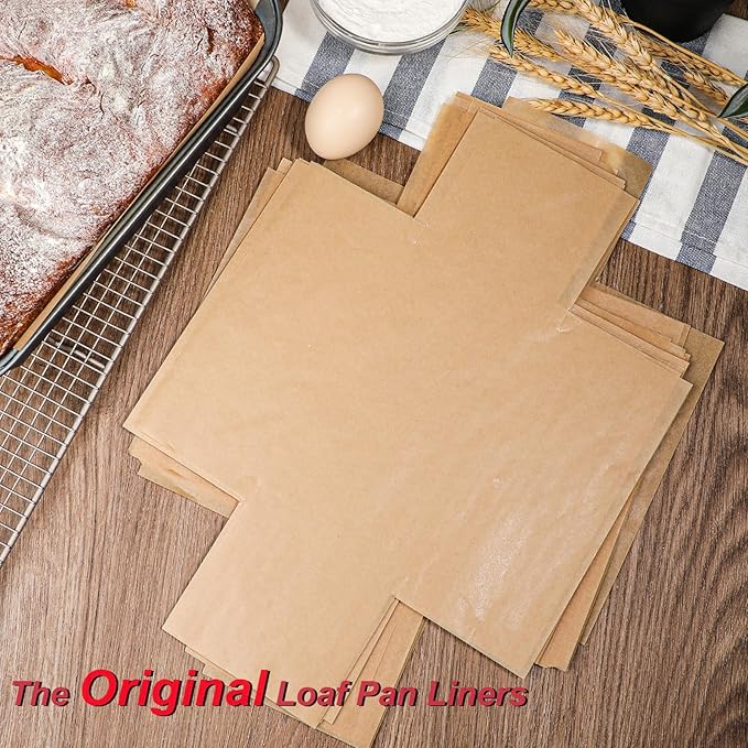 Webake Unbleached Parchment Paper Loaf Pan Liners for Baking Bread 9x5, 1lb 1.5lb 2lb, Original Precut, Non Toxic 100 Pcs Baking Paper