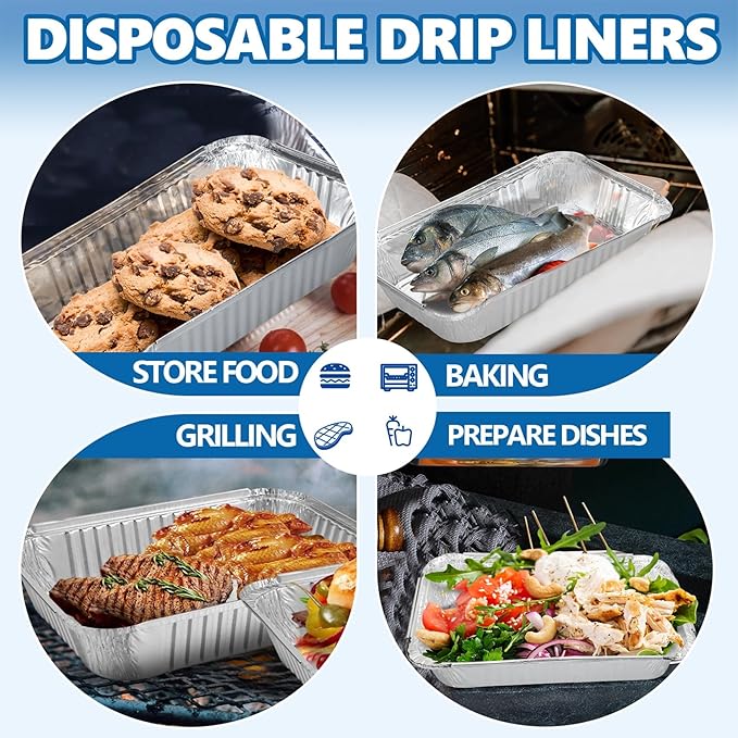 SafBbcue Aluminum Grill Drip Pan Liners for Char-Broil The Big Easy 2425514W12 Grease Tray, Heavy Duty Disposable Foil Grease Catchers for Charbroil Big Easy Turkey Fryer Accessories, 20 Pack