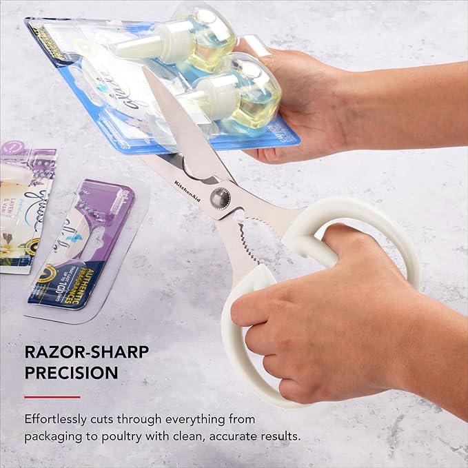 KitchenAid Multipurpose Shear Set – Versatile Scissors with Nutcracker, Bottle Opener, Ergonomic Handles with Protective Blade Covers, 2-Piece