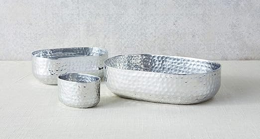 American Metalcraft ABHS46 Hammered Aluminum Entrée Basket, Oval, Silver, 25-Ounces