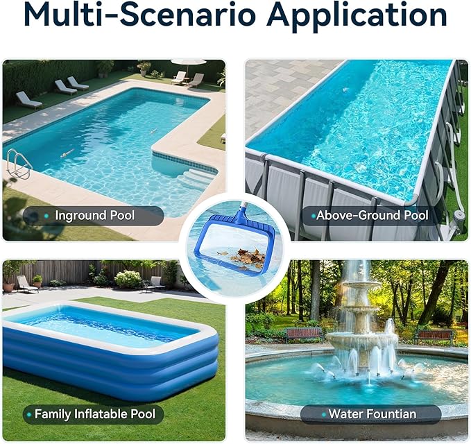 Pool Skimmer Net, Heavy-Duty Reinforced Frame Pool Leaf Net with Deep Ultra-Fine Nylon Mesh Bag - Easy Scoop Edge for Sand/Leaves, Quick Cleaning for Swimming Pools/Garden Ponds (No Pole)
