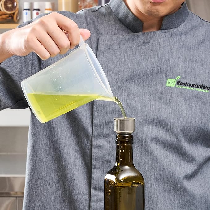 Restaurantware RW Base 16.9 Ounce Olive Oil Dispenser 1 Kitchen Oil Dispenser Bottle - With Stainless Steel Pourer Non-Leaking Amber Glass Olive Oil Pourer For Cooking Or Salad Dressings