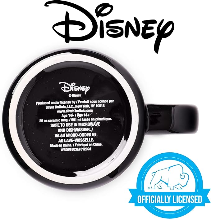 Silver Buffalo Disney Villains Evil Featuring Ursula, Cruella de Vil, The Evil Queen, and Maleficent Ceramic Camper Mug, 20 Ounces