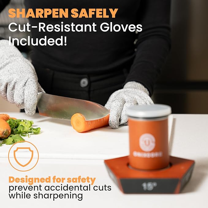 Rolling Knife Sharpener Kit, Magnetic 5-Angle Base 12° 15° 17° 19° 22°, 4 Grit Discs (400# 1000# Diamond, 1000# 3000# Ceramic), Precise for Fine Cutting, Gloves for Protection, Knife Sharpener