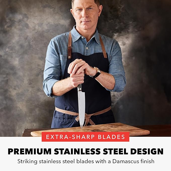 GreenPan x Bobby Flay Stainless Steel 3.75QT Saucepan with Glass Lid, 8” and 10” Frying Pan Skillet Set and 3-Piece Knife Set, Professional Grade Tri-Ply, Stainless Steel Blades, Induction Suitable