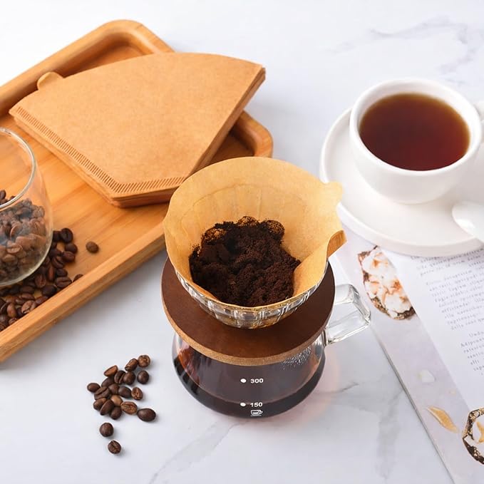 Coffee Filters 2, Set of 400 Disposable #2 Cone Coffee Filter Unbleached Natural Coffee Filters 2 Cone Paper for Pour Over Coffer Makers/Coffee Dripper Cones(2-6 Cups）