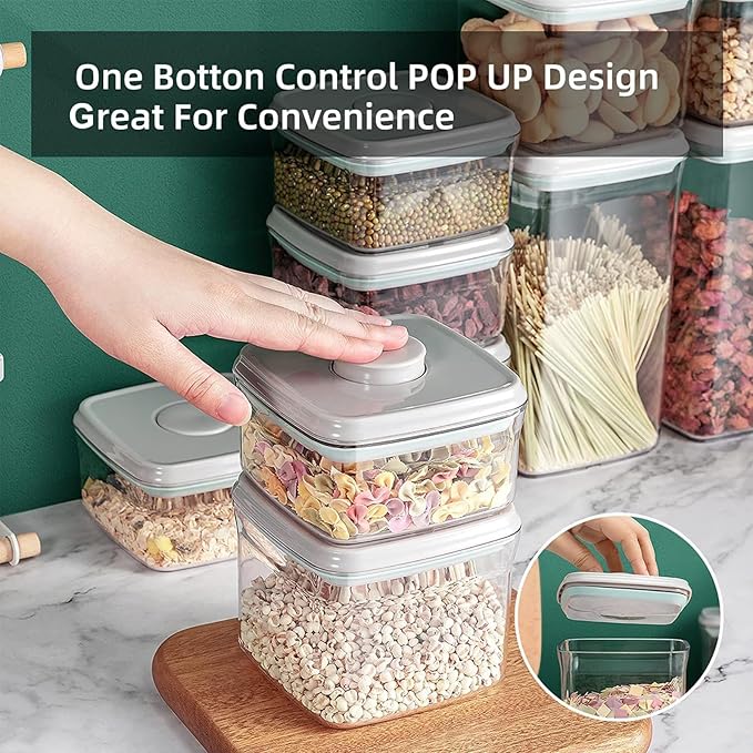 Airtight Food Storage Container Pop Containers With Lids, Bpa Free for Spaghetti Cereal Flour Rice Kitchen Organizer (square 320ml / 0.32qt)