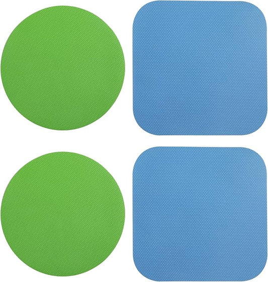 LUTER 4pcs Jar Opener, Rubber, Multi-function Silicone Bottle Opener for Seniors with Arthritis Weak Hands Lid Cap Gripper Pads Kitchen Coasters Gadgets(Light Blue, Green)