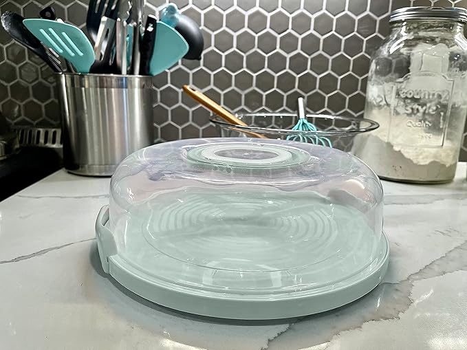 Pie, Cheesecake Carrier for up to 11 in x 3 in cake. Two Sided Fashionable Stand Doubles as Five Section Serving Tray Perfect Taker Caddie for Travel
