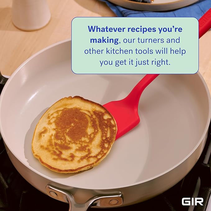 GIR: Get It Right Cooking Spatula Turner - 13-Inch Red Rubber Spatula - Seamless Silicone Nonstick Flipper - Heat-Resistant Cooking Utensil