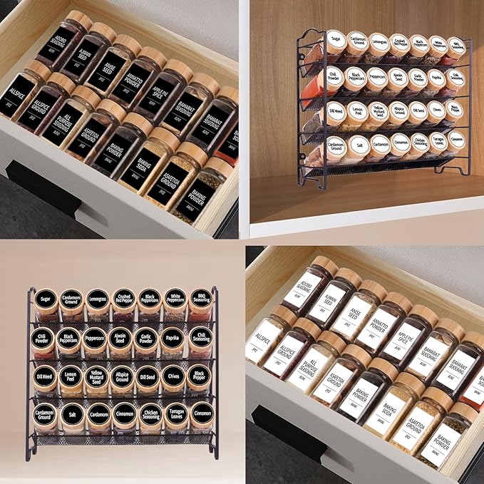 SWOMMOLY 892 Spice Jar Labels in 5 Different Types of Spice Labels with Chalk Marker Set.800 Printed Spice Labels with 92 Extra Write-on Labels Stickers for DIY, Waterproof & Tear-Resistant.