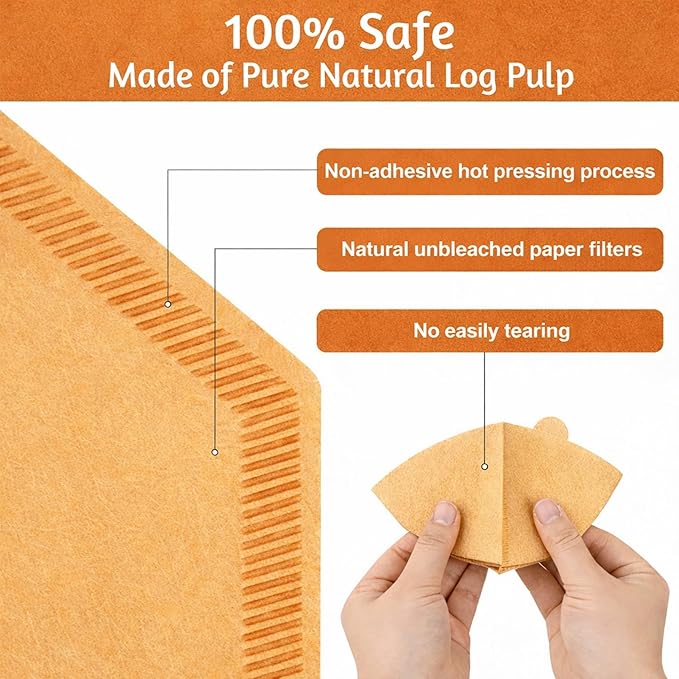 Coffee Filters 2, Set of 400 Disposable #2 Cone Coffee Filter Unbleached Natural Coffee Filters 2 Cone Paper for Pour Over Coffer Makers/Coffee Dripper Cones(2-6 Cups）