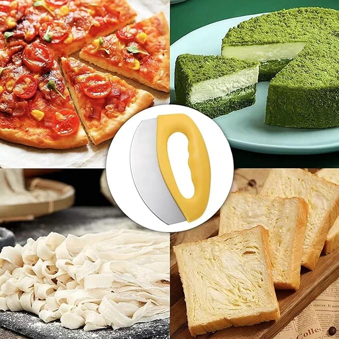 1 Pcs Pizza Cutter With Cover, Dought Scraper Pastry Pizza Tools, Sharp Food Pizzas Spatula Yellow Kitchen Accessories for Lattice Dough Food