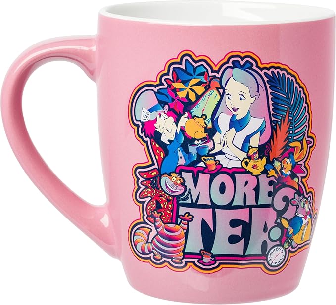 Silver Buffalo Disney Alice in Wonderland Featuring Mad Hatter, the White Rabbit, March Hare, and the Cheshire Cat More Tea Jumbo Ceramic Mug, 25 Ounces