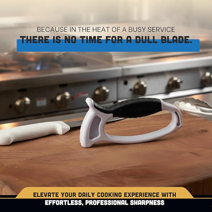 Dexter-Russell EZ Hand-Held Knife Sharpener | Compact White Handle | Tungsten Carbide Precision Sharpening | Easy 3-4 Stroke Use | Made in USA