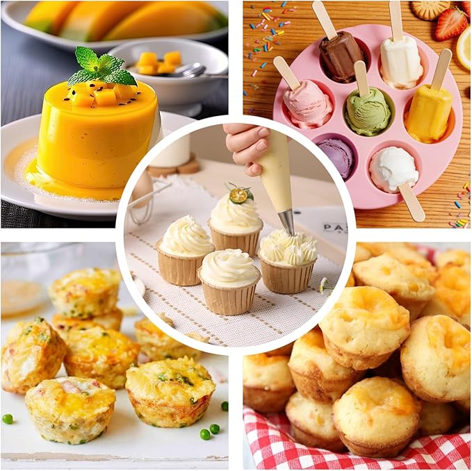 Silicone Egg Bite Molds 2 Pack Air Fryer Muffin Pan for Baking 7 Cups Air Fryer Cupcake Mold Nonstick Silicone Mini Muffin Molds for Egg Bite Muffins Tart Mini Cupcake Bread Chocolate Dessert