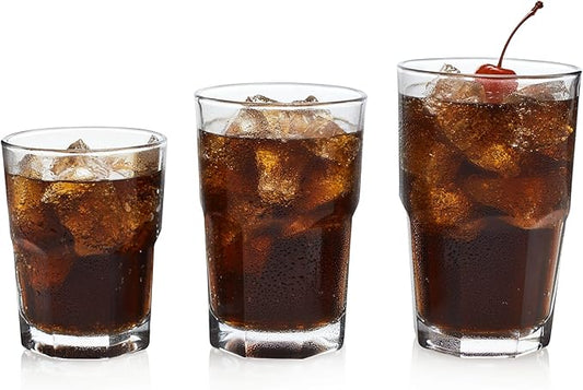 Libbey Boston Tumbler, Rocks, and Juice Glasses, 18 Piece Classic Stackable Glass Cups Set, Versatile, Kitchen Drinking Glasses Set for Everyday Use