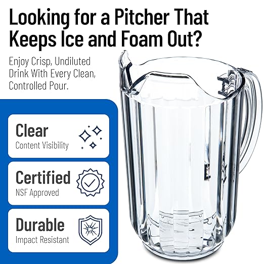 Carlisle FoodService Products 553807 Plastic Pitcher, 48 Ounces, Clear