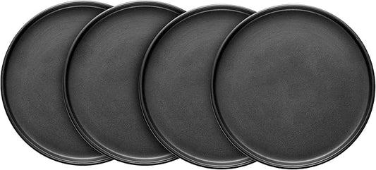 Stone Lain Stoneware Round Salad Plates Set, Black Matte, 1.05 pounds