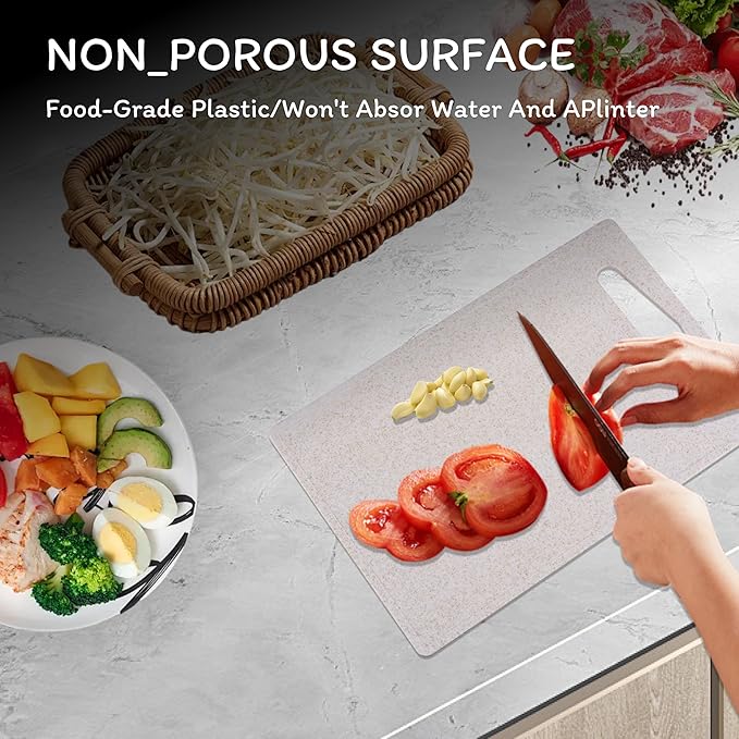 Cutting Board for Kitchen, Wheat Straw Fiber Cutting Board, Dish Washer Safe, w/Juice Grooves for Meat, Veggies, Easy Grip Handle, Non-slip Surface Eco-friendly Serveware Accessories(15‘x10’)