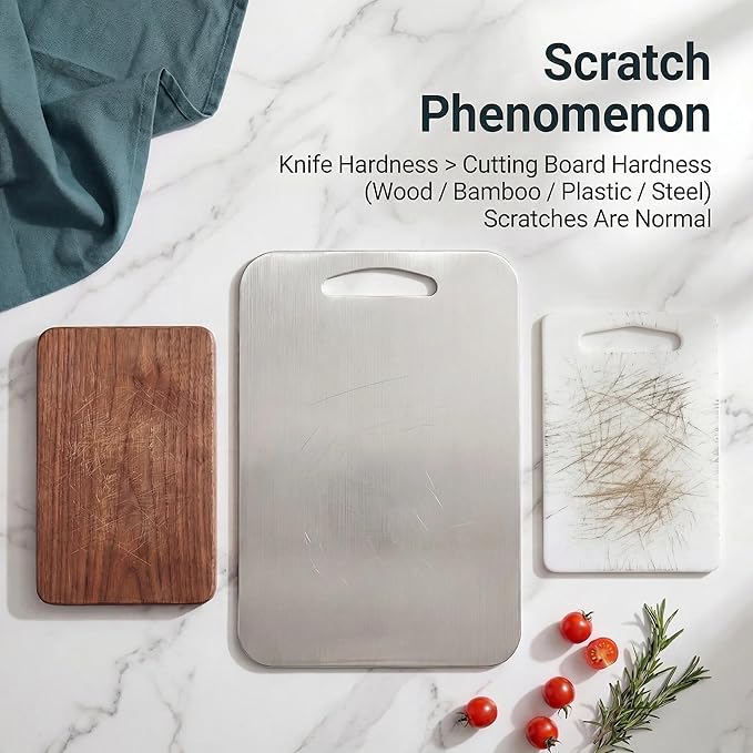 URMONA 3 PCS 304 Stainless Steel Cutting Board For Kitchen, Non-Staining&Odor-Free, Burr-Free Edges, Dishwasher Safe, Non Toxic Cutting Board（XL+2XL+3XL）