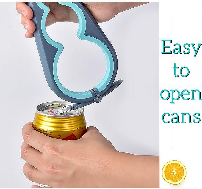 Jar Opener for Weak Hands, Seniors with Arthritis, 5-in-1 Jar & Bottle Opener Easy Grip - Non-Slip Silicone Gripper Pad, Easy Open Can/Lid Opener Set Grey Blue
