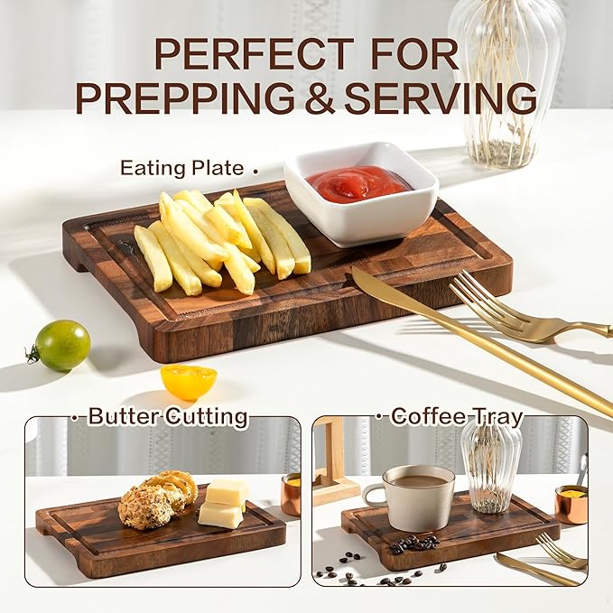Walnut Wood Cutting Board Small End Grain Board for Kitchen, Compact Size with Non-Slip Base, Lightweight & Durable for Cheese and Small Prep, 9x6x0.8 Inch
