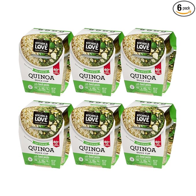 Kitchen & Love Basil Pesto Quinoa Quick Meal 6-Pack | Gluten-Free, Ready-to-Eat, No Refrigeration Required