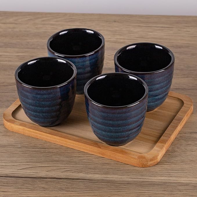 Ceramic Japanese Tea Cups, 5 oz Tea Cup, Chinese Tea Cup, Asian Teacup, Teacups, Set of 4, Blue