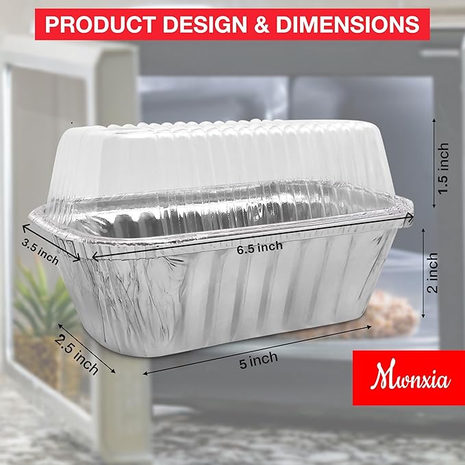 Disposable Mini Aluminum Loaf Pans with Lids & “Handmade with Love” Stickers, 6″ × 3.5″ × 2″, Pack of 25 Perfect for Baking Holiday Baked Bread Mini Cakes, Meatloaf, Banana Bread