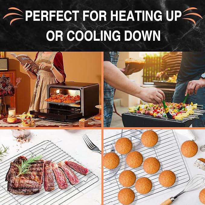 Cooling Rack and Baking Rack with Stainless Steel, 2 - Pack Heavy Duty Cooling Racks for Cooking and Baking, Rectangle Cookie Cooling Rack 16 x 12Inches, Oven & Dishwasher Safe