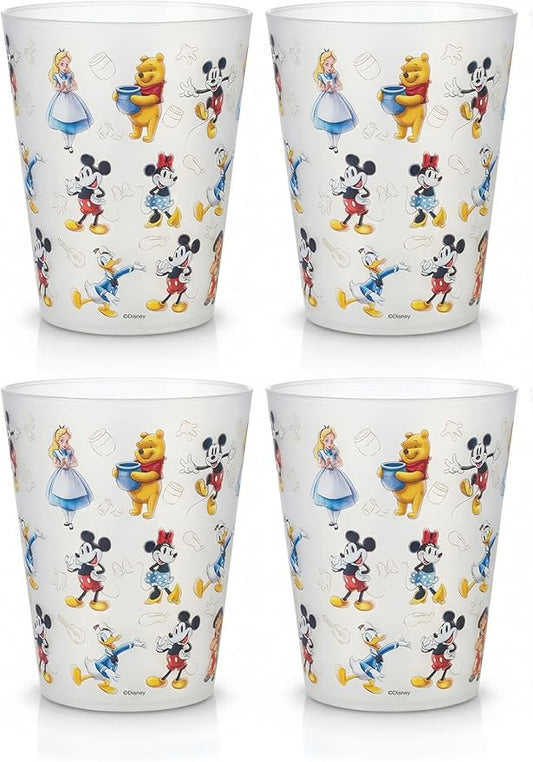 Disney Reusable Plastic Cups – 4 Pack 16 oz Plastic Drinking Glasses with Mickey, Stitch, Pooh, or Disney100 Designs – BPA-Free, Stackable, Top Rack Dishwasher Safe Tumblers for Water, Juice & More