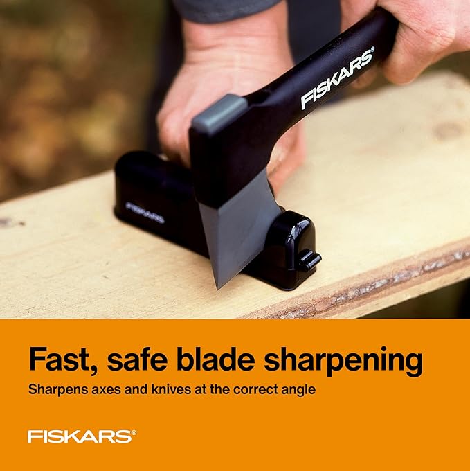 Fiskars Axe and Knife Blade Sharpener - Outdoor and Backyard Tools - Black