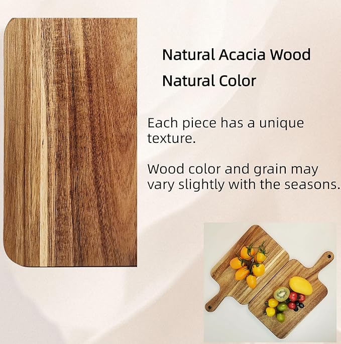 ZeQi 6PCS Small Acacia Wood Cutting Board with Handle 13.7''X7'', Chopping Board, Charcuterie Board, Serving Board for Cheese, Bread, Meat, Vegetables & Fruits (6 Pack Rectangular)
