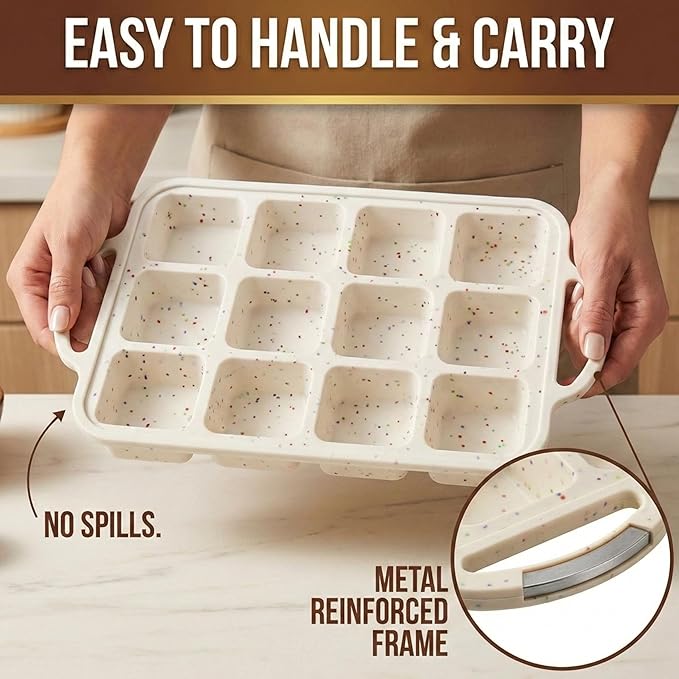 Silicone Brownie Pans with Dividers - 2 PACK - CREAM
