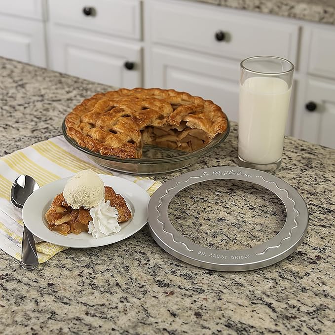 Mrs. Anderson's Baking Pie Crust Protector Shield, Fits 9.5-Inch And 10-Inch Pie Plates, Prevents Over-Browning And Spills