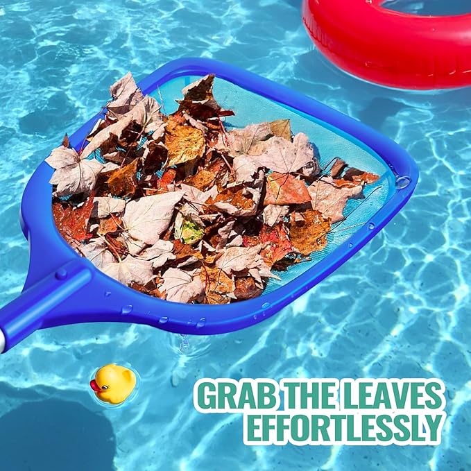 Pool Skimmer Net Swimming Pool Cleaning Supplies Professional Leaf Rake Fine Mesh Frame Net (Azul, 36 inch) Pack