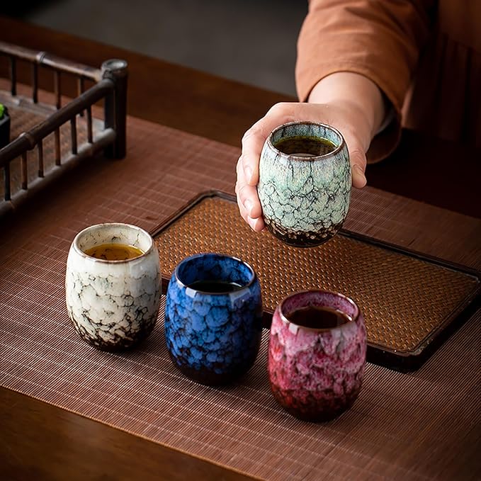 Japanese style ceramic Tea set, Tea cup, Water cup，Coffee cup, Yerba mate set, Ceramic mate cup set of 5