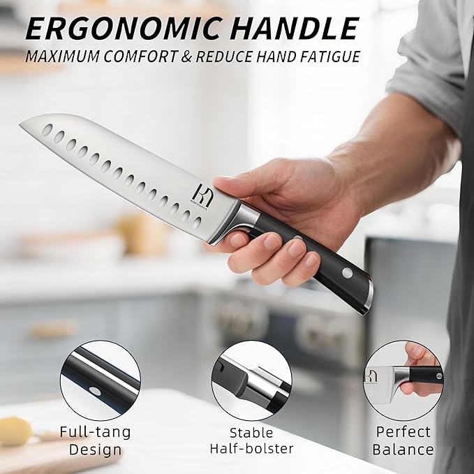 Knife Set Premium, 15 Pcs Kitchen Knife Set with Block Japanese High Carbon Stainless Steel Razor Sharp Knife Block Set, Block Knife Set with Sharpener and Ergonomic Full-tang Handle