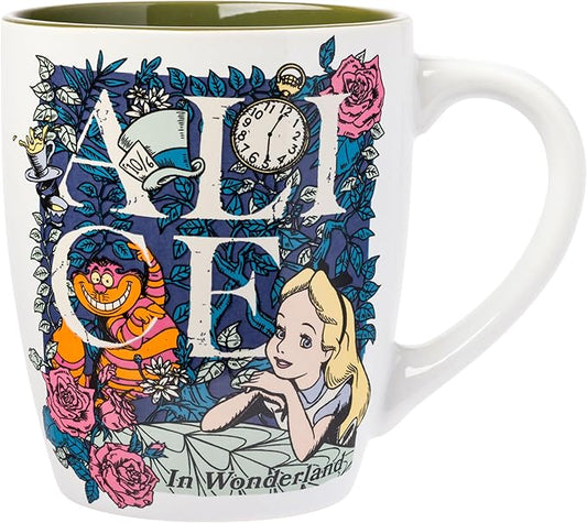 Silver Buffalo Disney Alice in Wonderland Featuring Alice and the Cheshire Cat Ceramic Mug, 25 Ounces