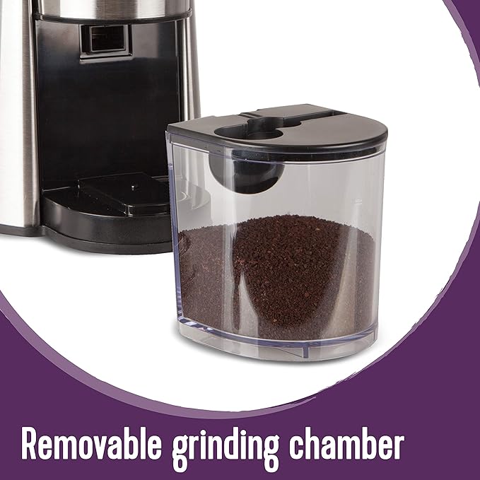 Mr. Coffee Automatic Burr Mill Coffee Grinder with 18 Custom Grinders Silver